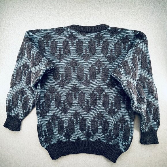 Vintage Jaeger Wool Sweater Size 40 Geometric Pattern Long Sleeve Pullover - Picture 2 of 10